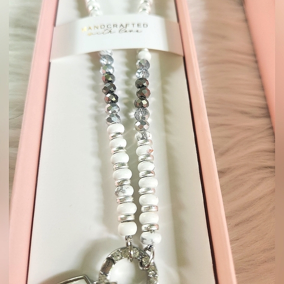 NWT Bomb Party 'Under the Moon & Stars' Howlite & Pearl 30" Pendant Necklace - Picture 7 of 8